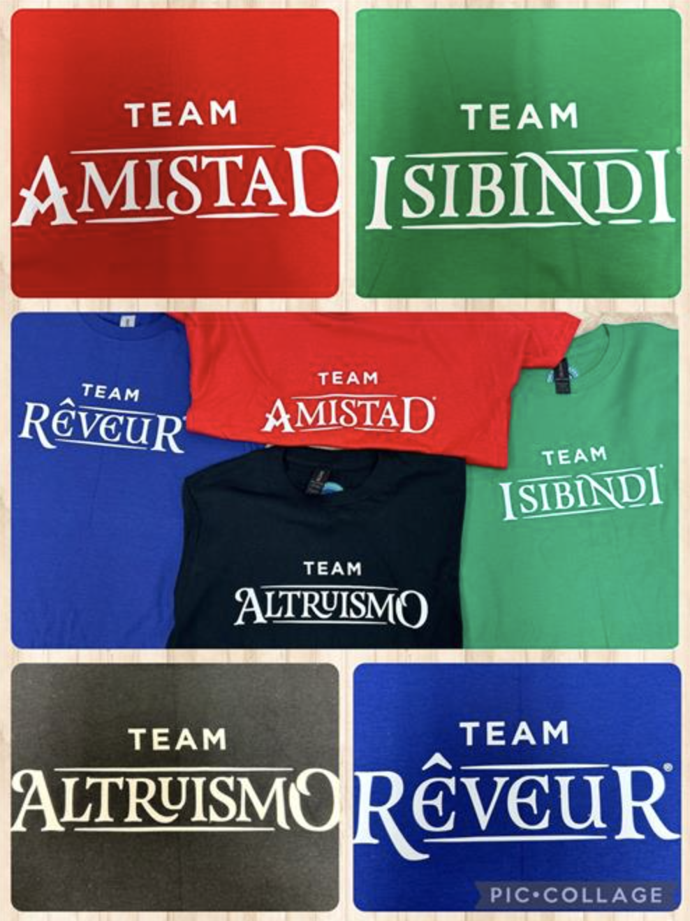 collage of tshirt pics of the teams