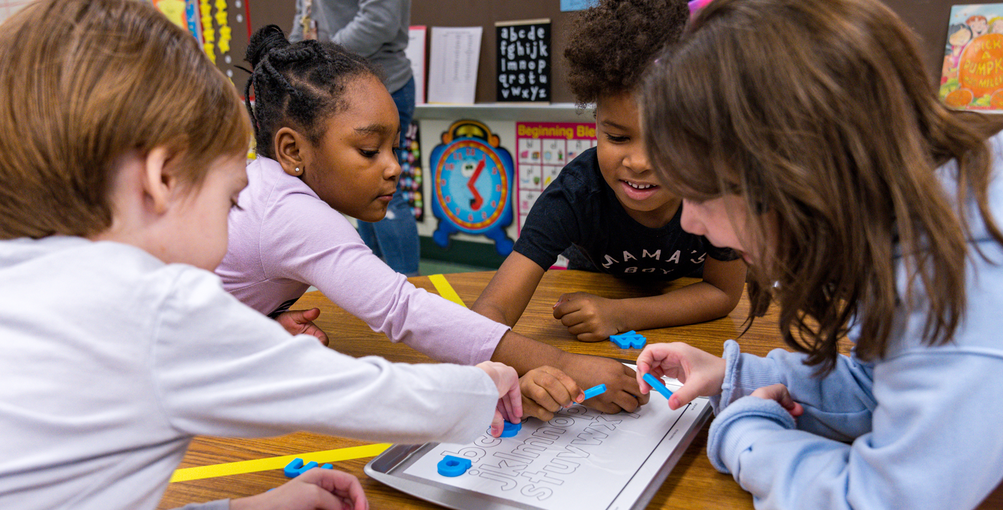 kids working on an activity at school