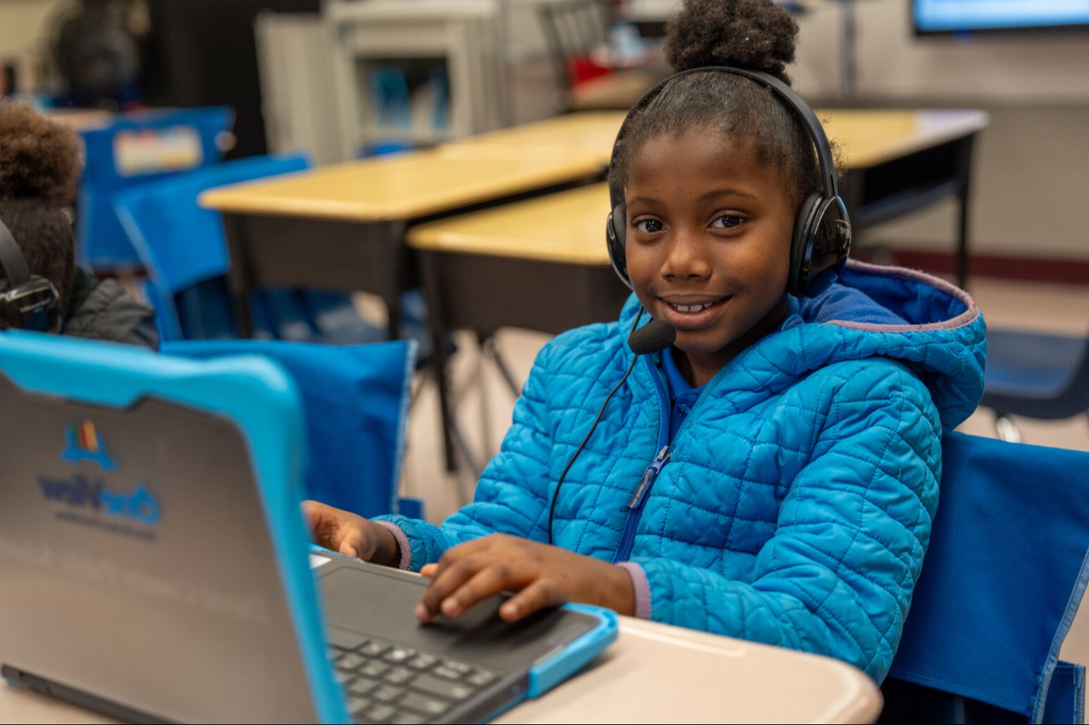 Student working on a laptop