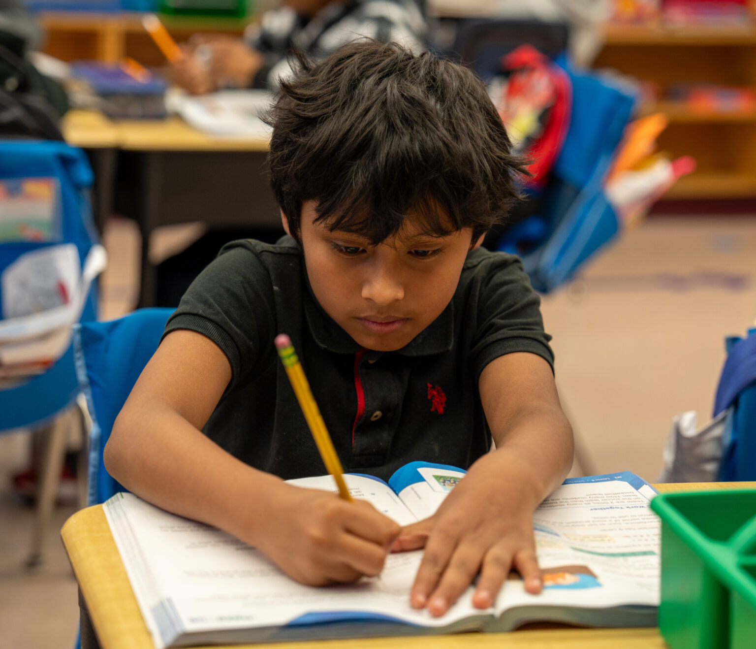 Student working on math