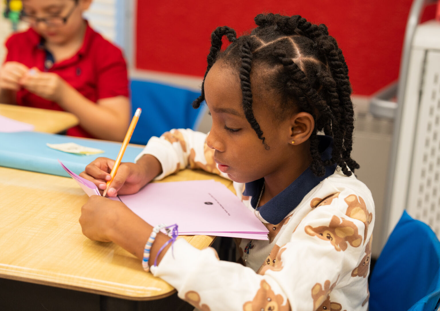 Student working on math