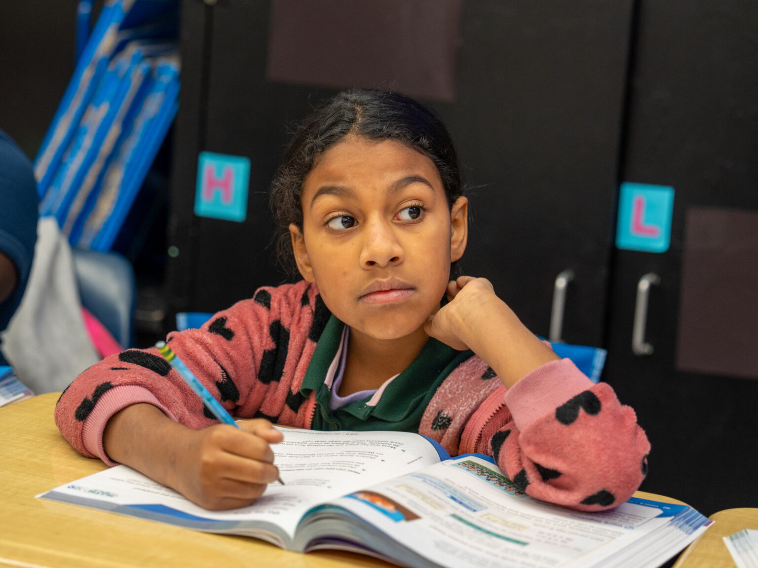 Student working on math