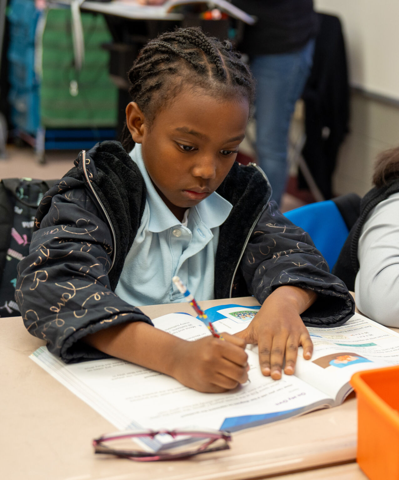 Student working on math