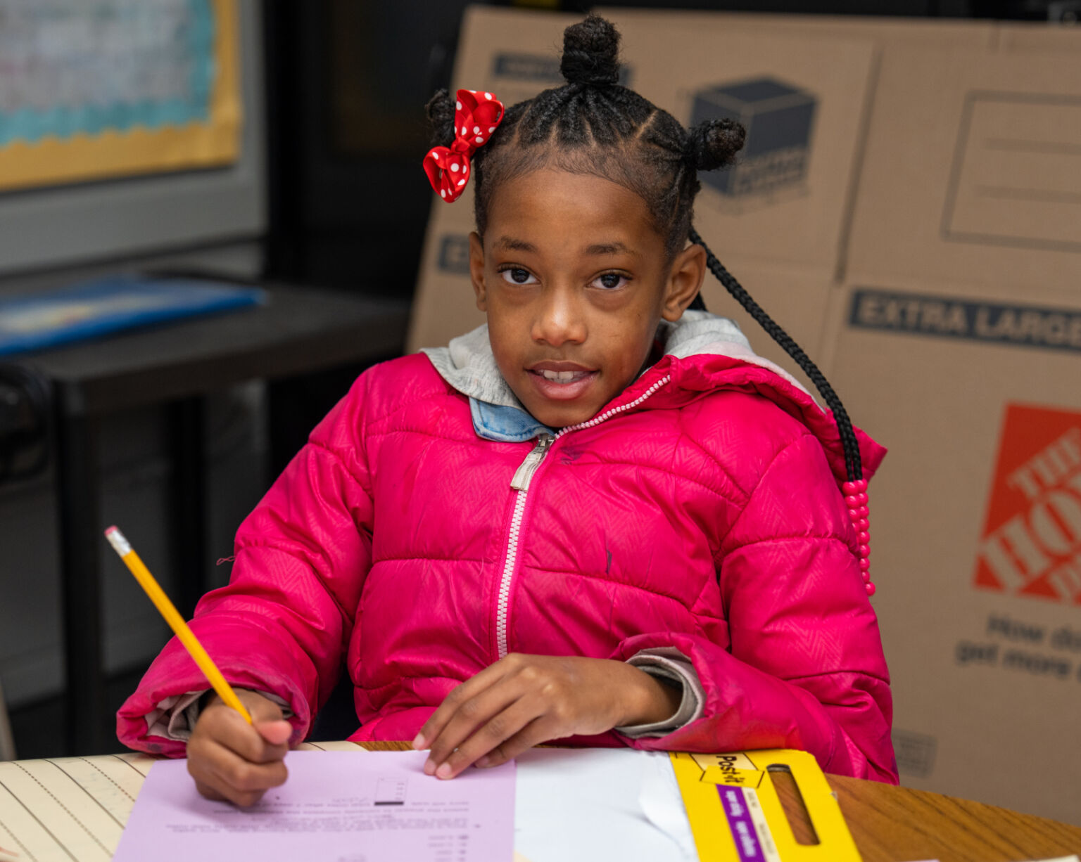 Student working on math