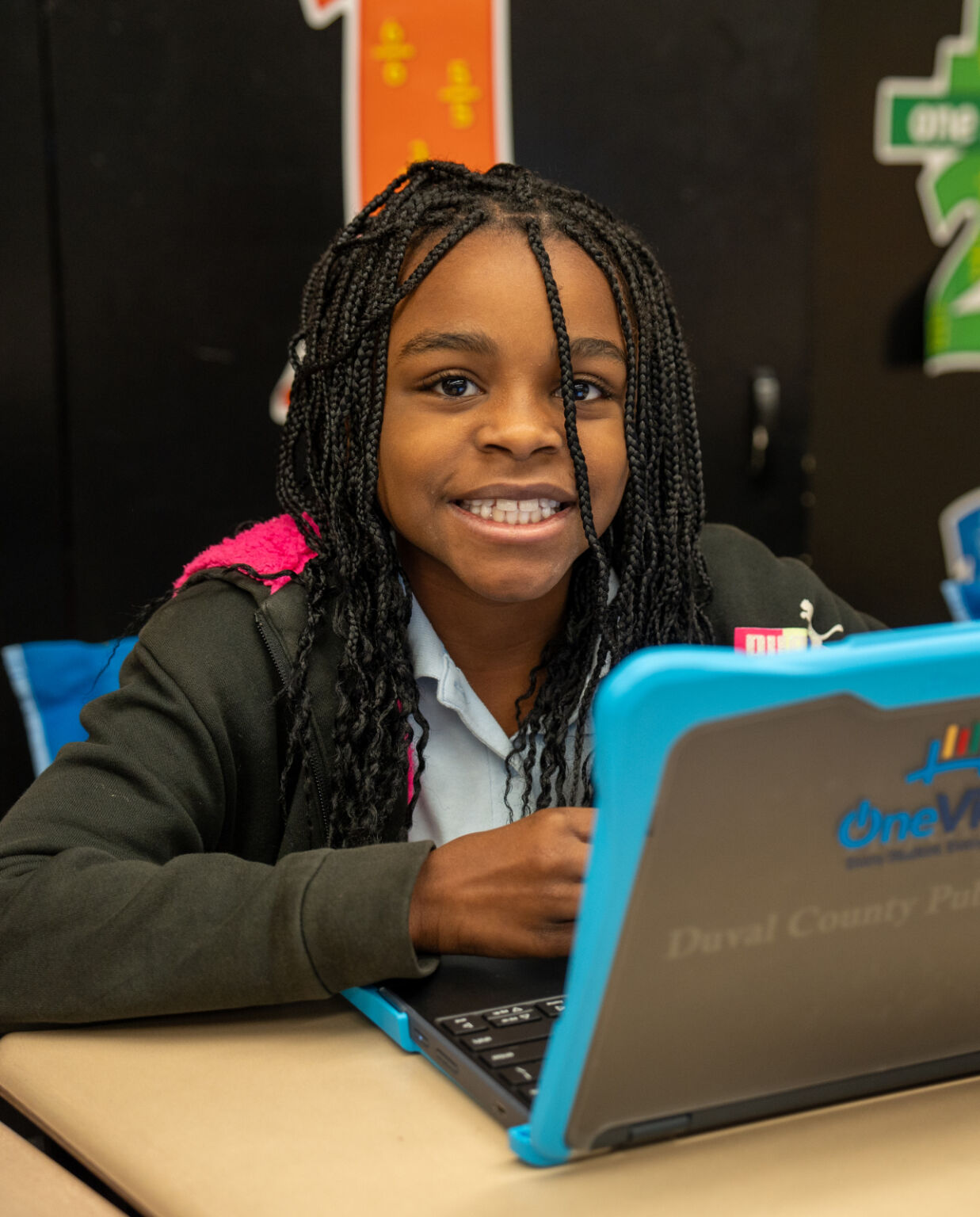 Student working on a laptop