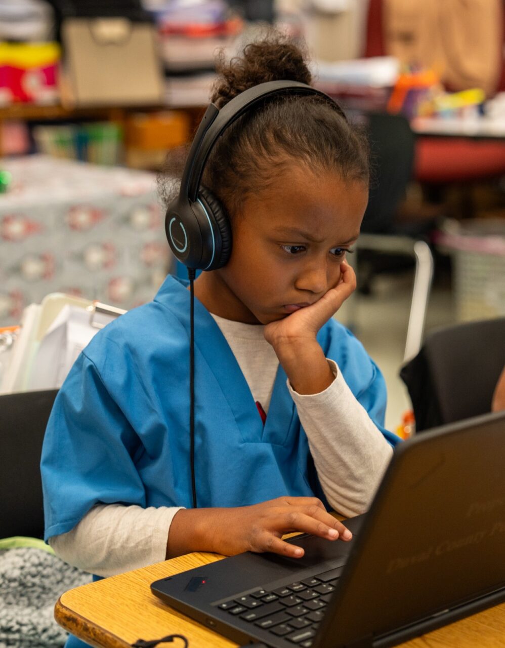 Student working on a laptop