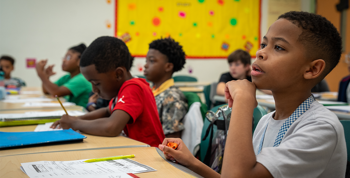 Student looking intensely