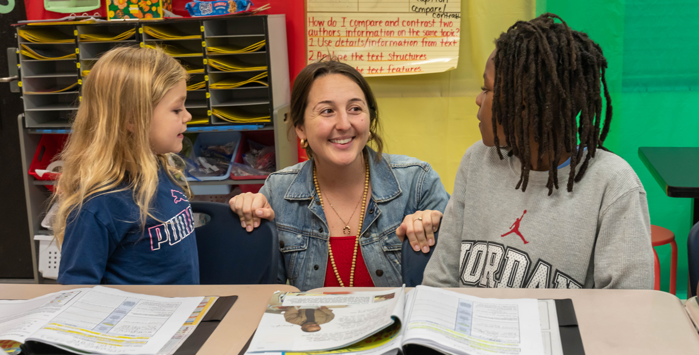 students with teacher