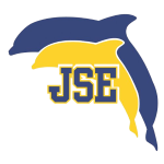 A blue and yellow dolphin logo with the letters "JSE" in yellow on a black background.
