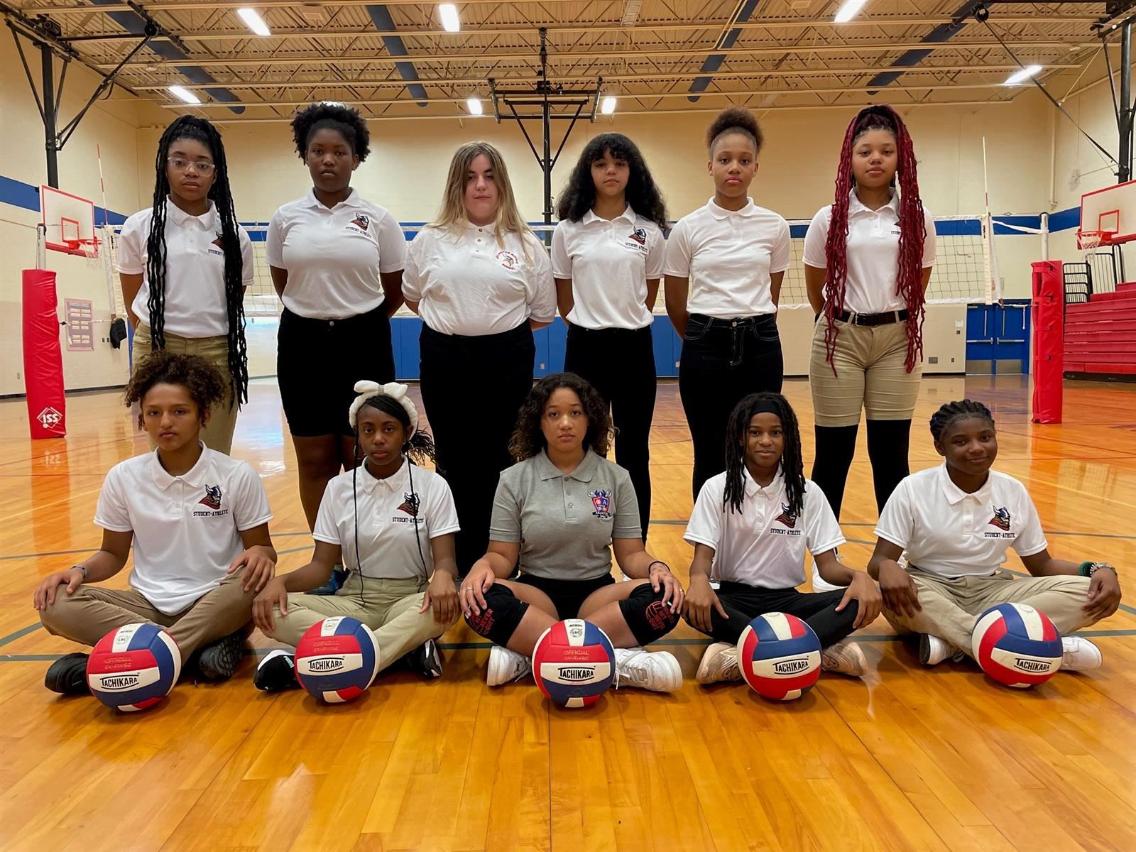 Volleyball team image on the court