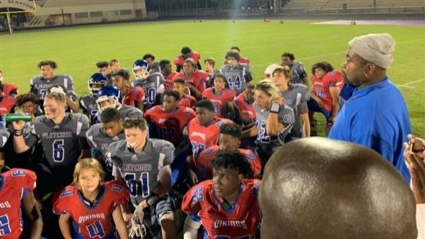 football team huddled