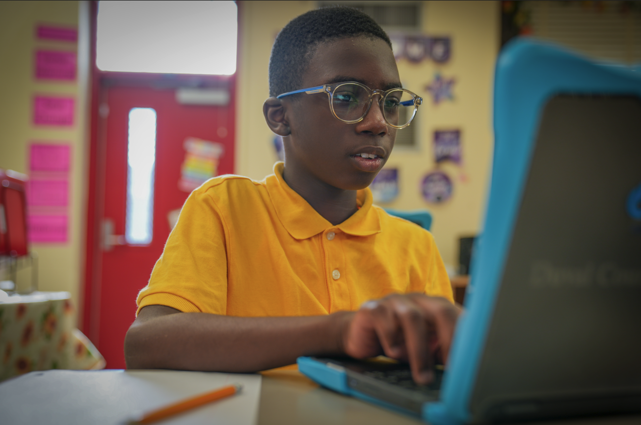 Student on a computer