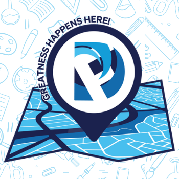 A white and blue background with a logo and text: "Duncan U. Fletcher Middle School, Standards for Greatness, We Are: Brave, Empathetic, Accountable, Cooperative, Honest"