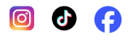 Three social media icons on a white background: Instagram, TikTok, and Facebook. Each logo distinct in color and design.