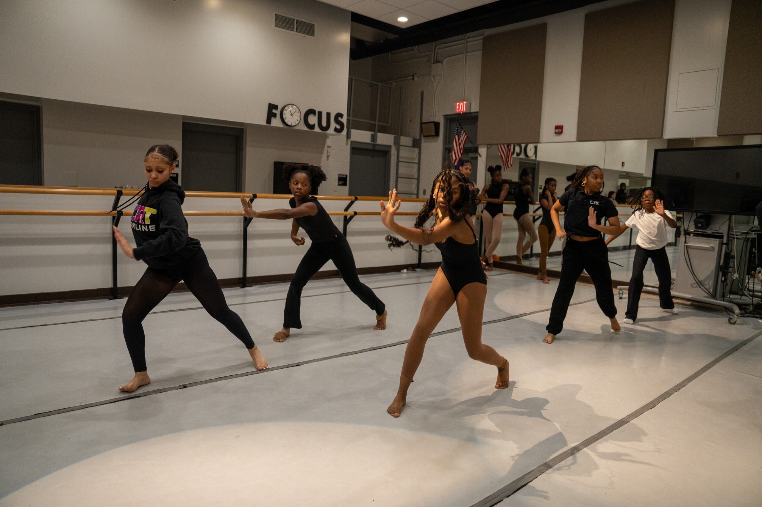 Students dancing in dance class
