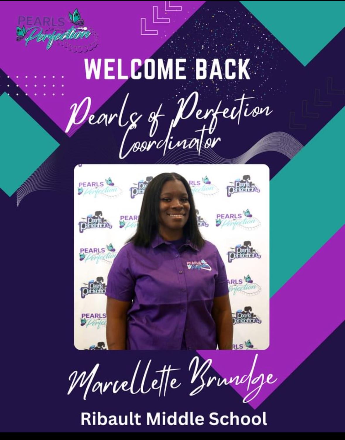 welcome back banner with Ms. Marcellete Brundge in it