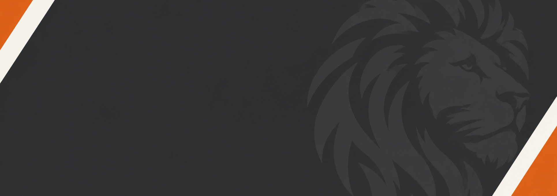 Black background with a lion's face. The lion's mane is black and the face is white.