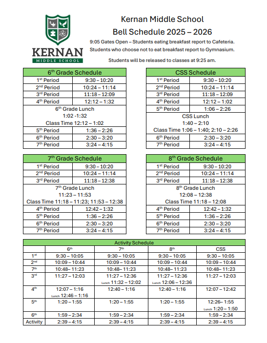 Bell Schedule 
