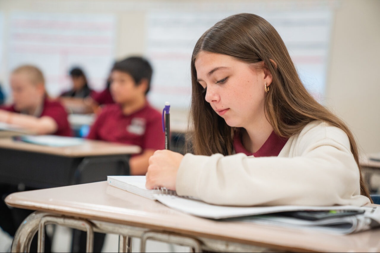 Student working on an assignment