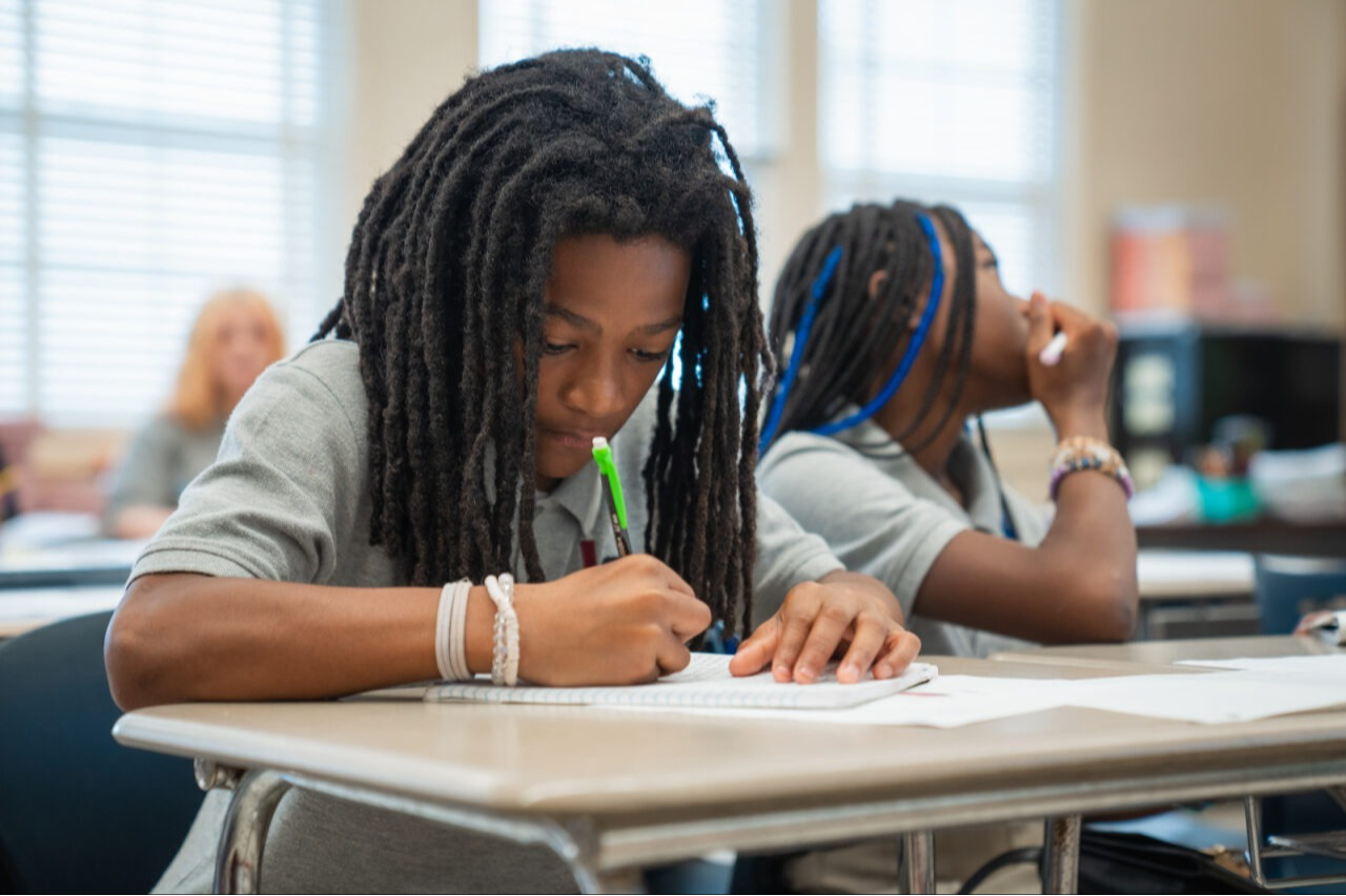 Student working on an assignment