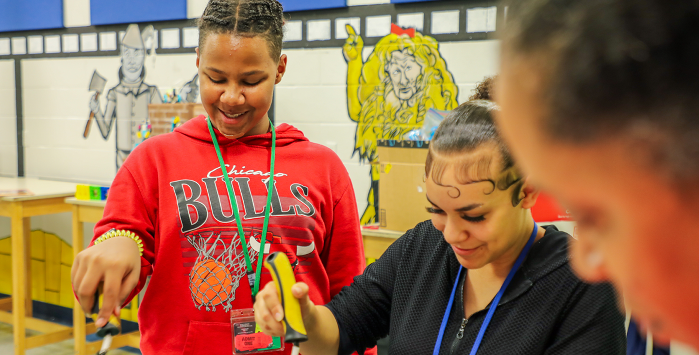 students working on a project together