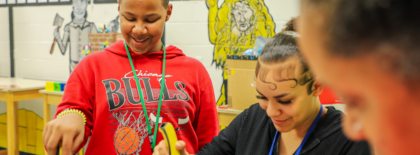 students working on a project together