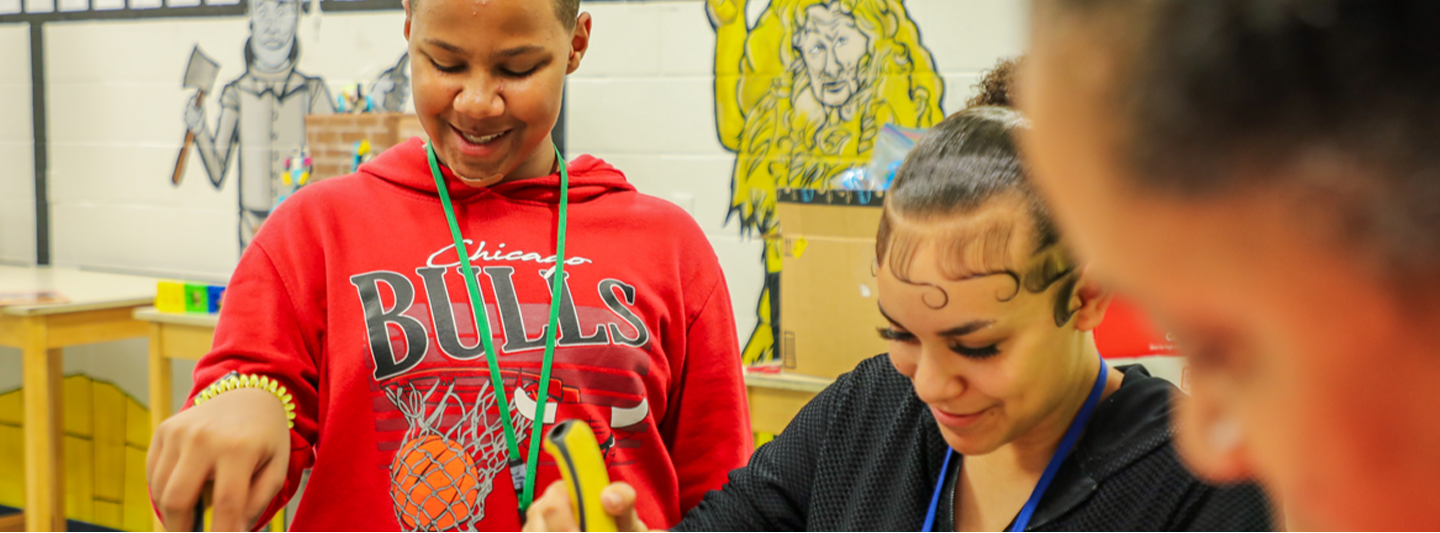 students working on a project together