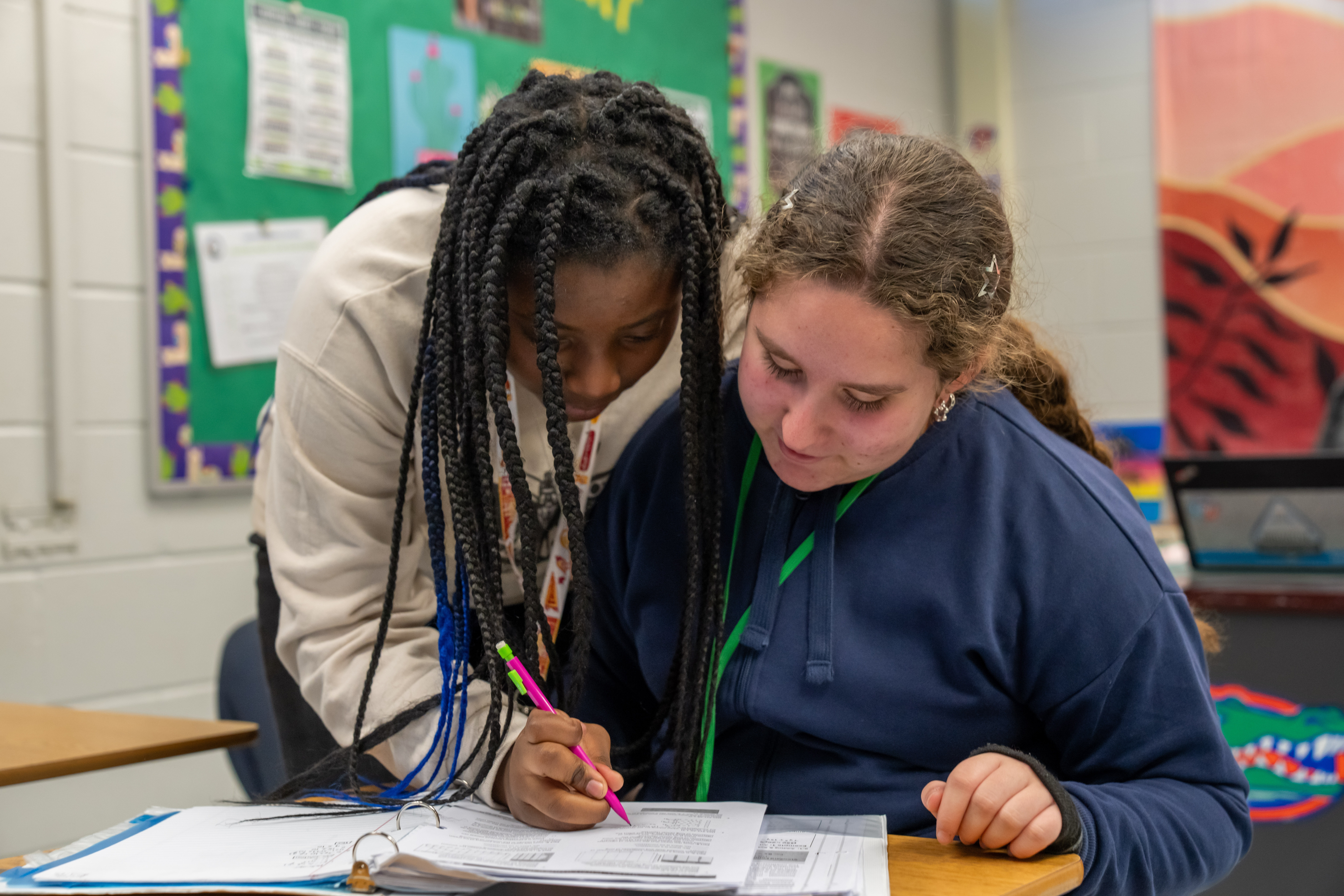 students working on a project together