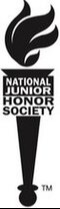 Logo for National Junior Honor Society with a torch flame design, "National Junior Honor Society" written in bold letters, and "TM" at the bottom.