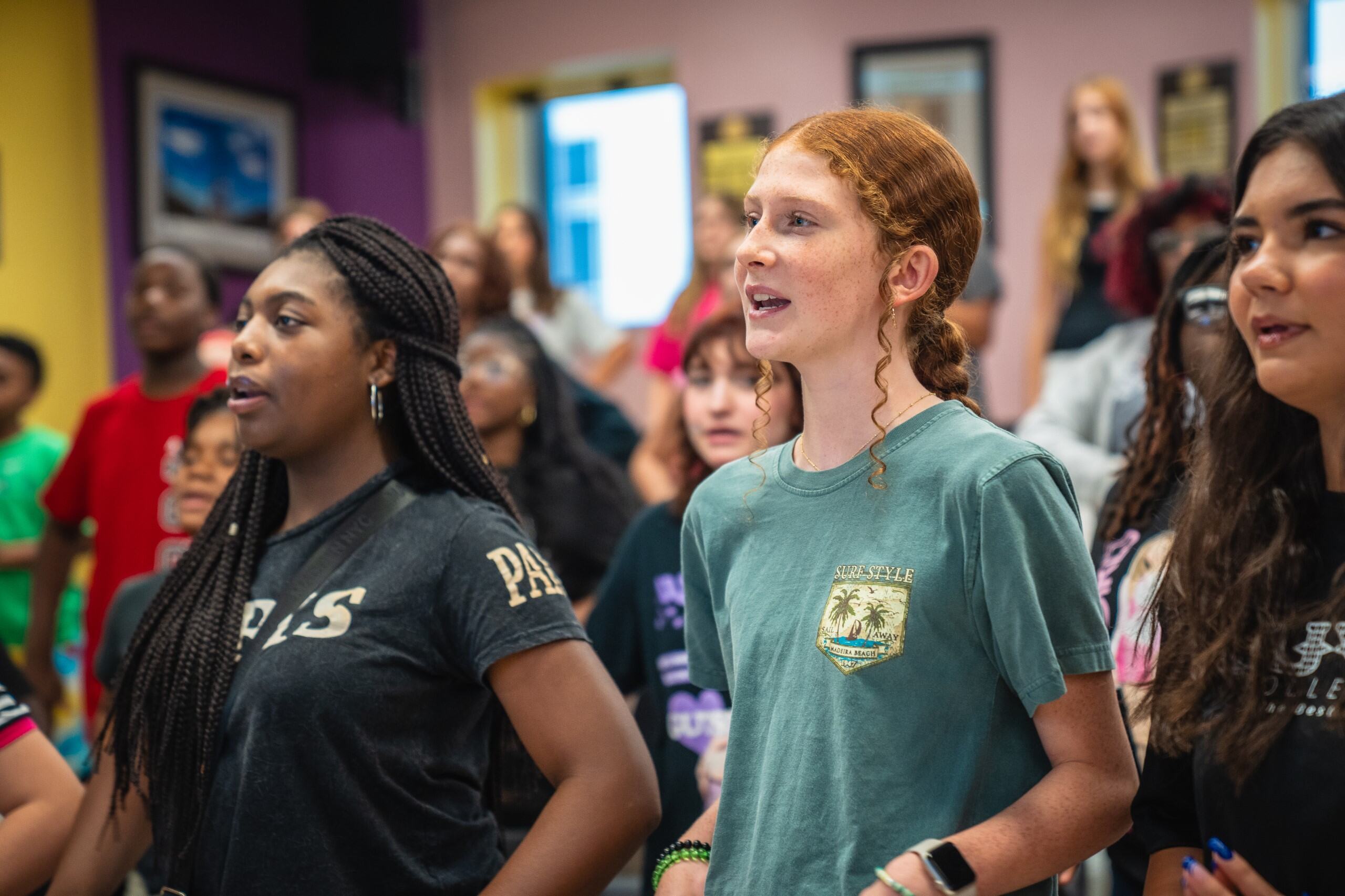 students singing