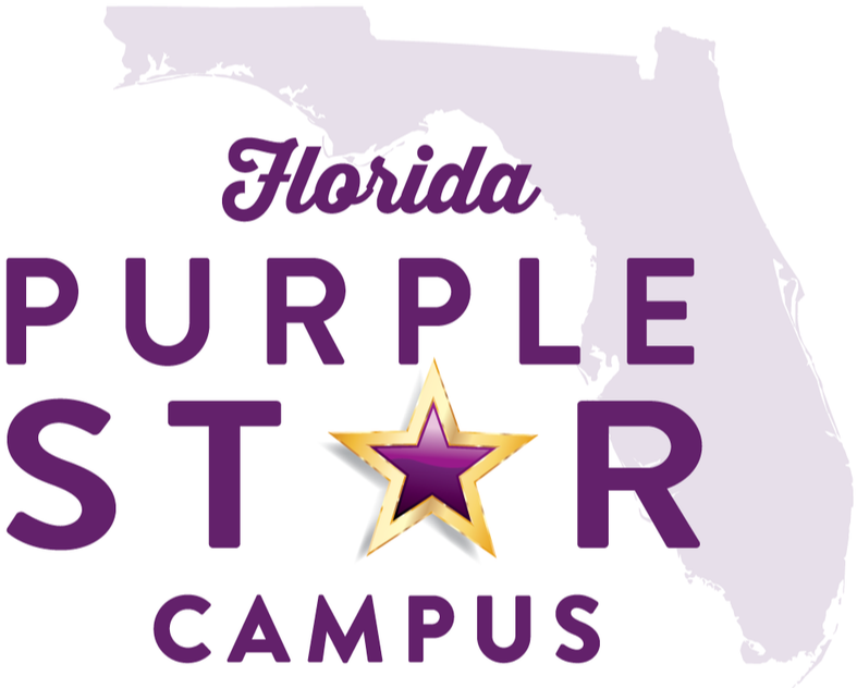 Purple and gold design with "Florida" at top, "Purple Star Campus" below, and a star in center.