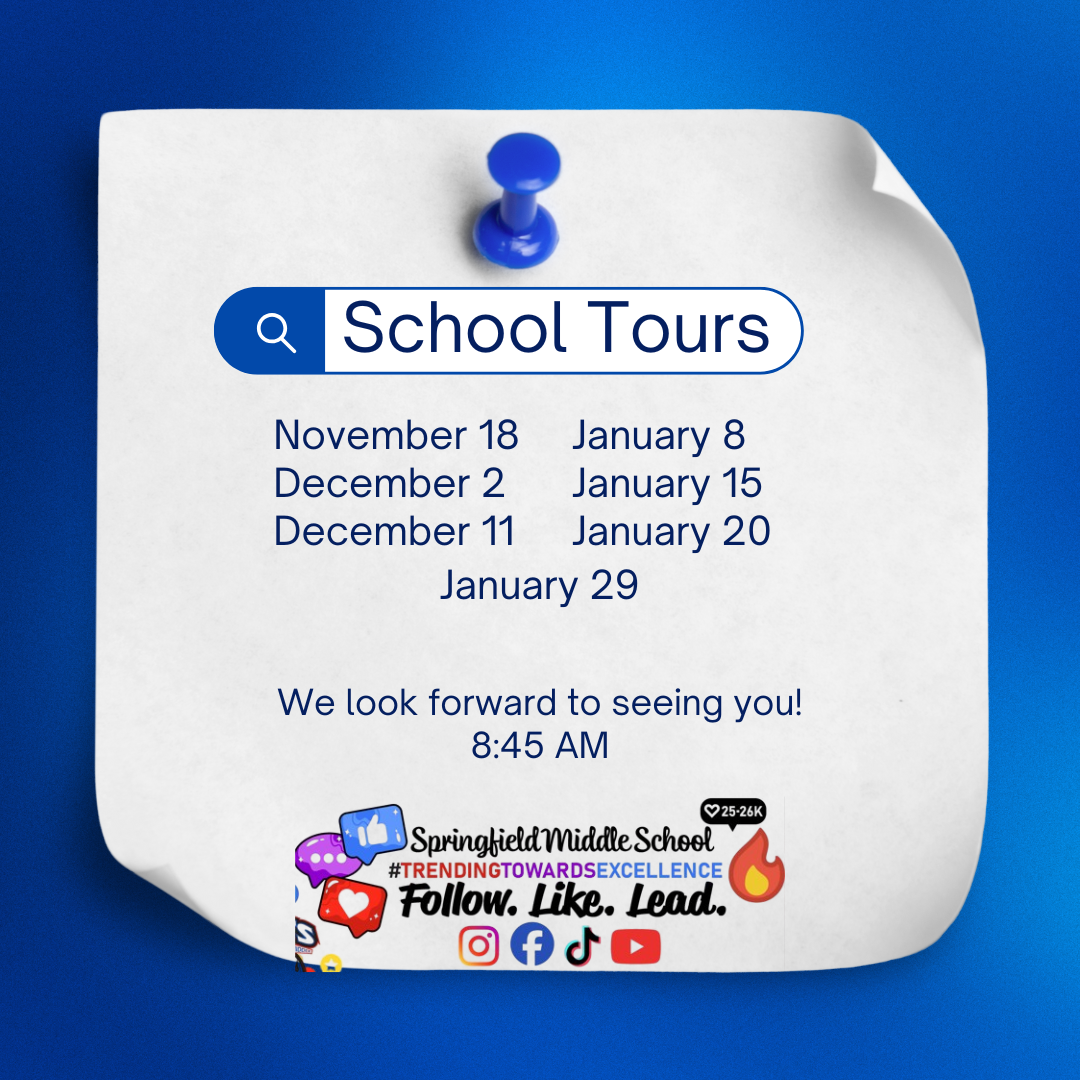 The image provides tour dates for families.  All tours begin at 8:45