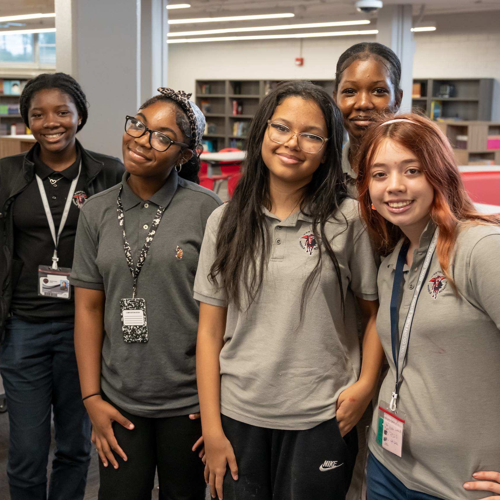 A group of students smiling