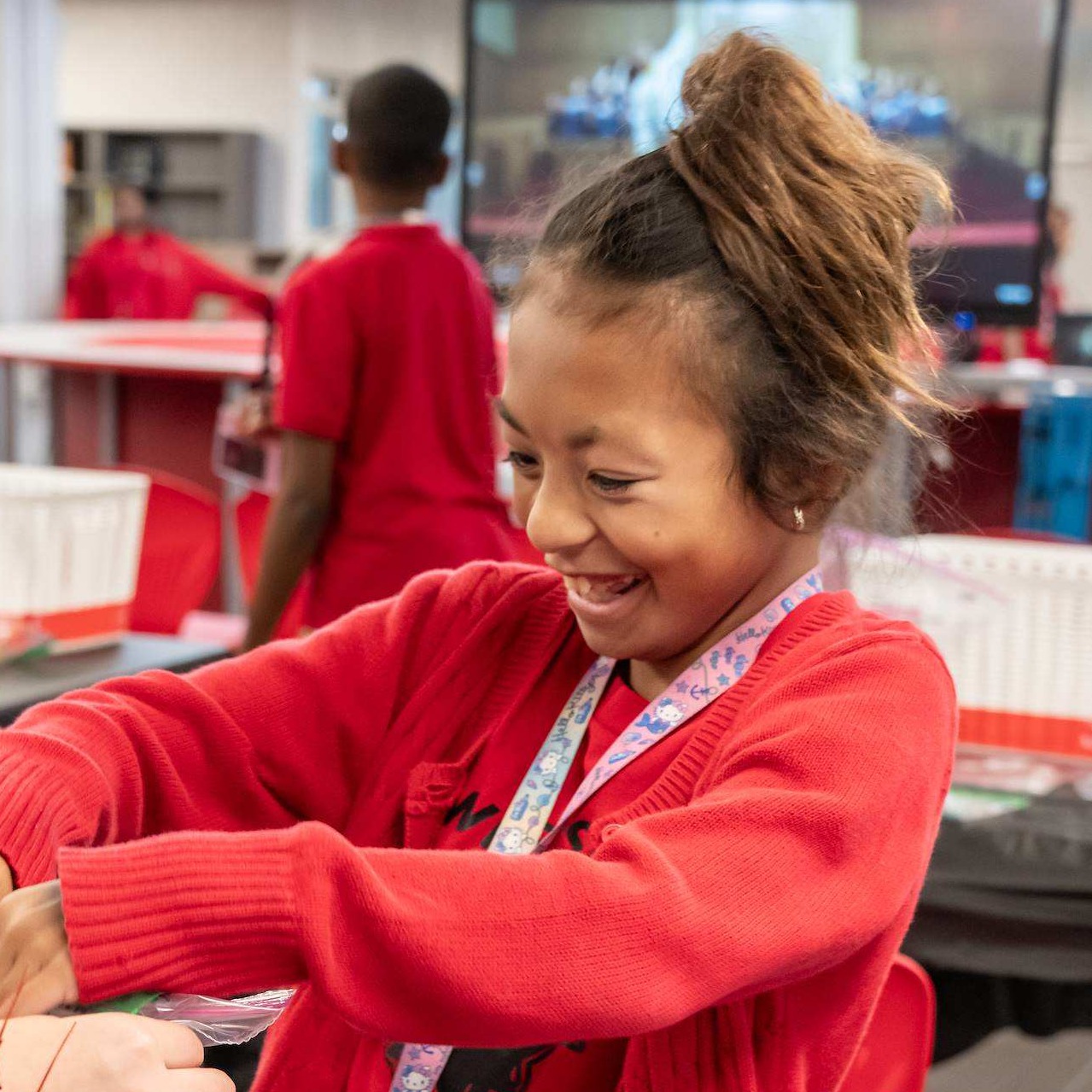 A student smiling