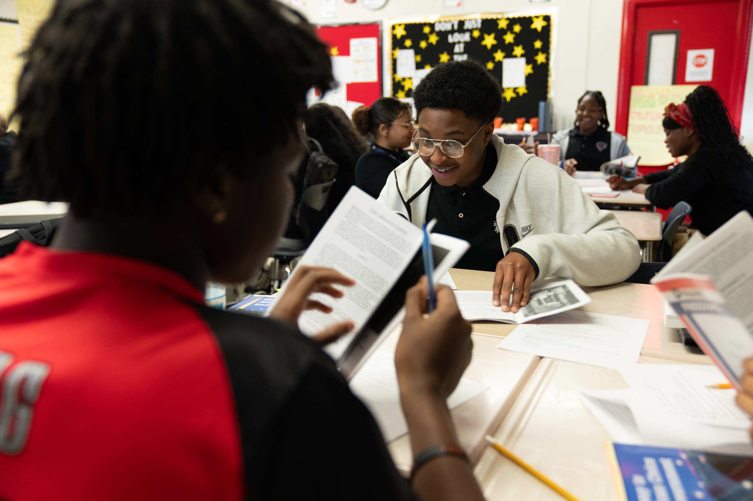 Two students reading