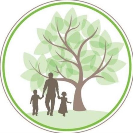 logo of a tree and cartoon figures holding hands