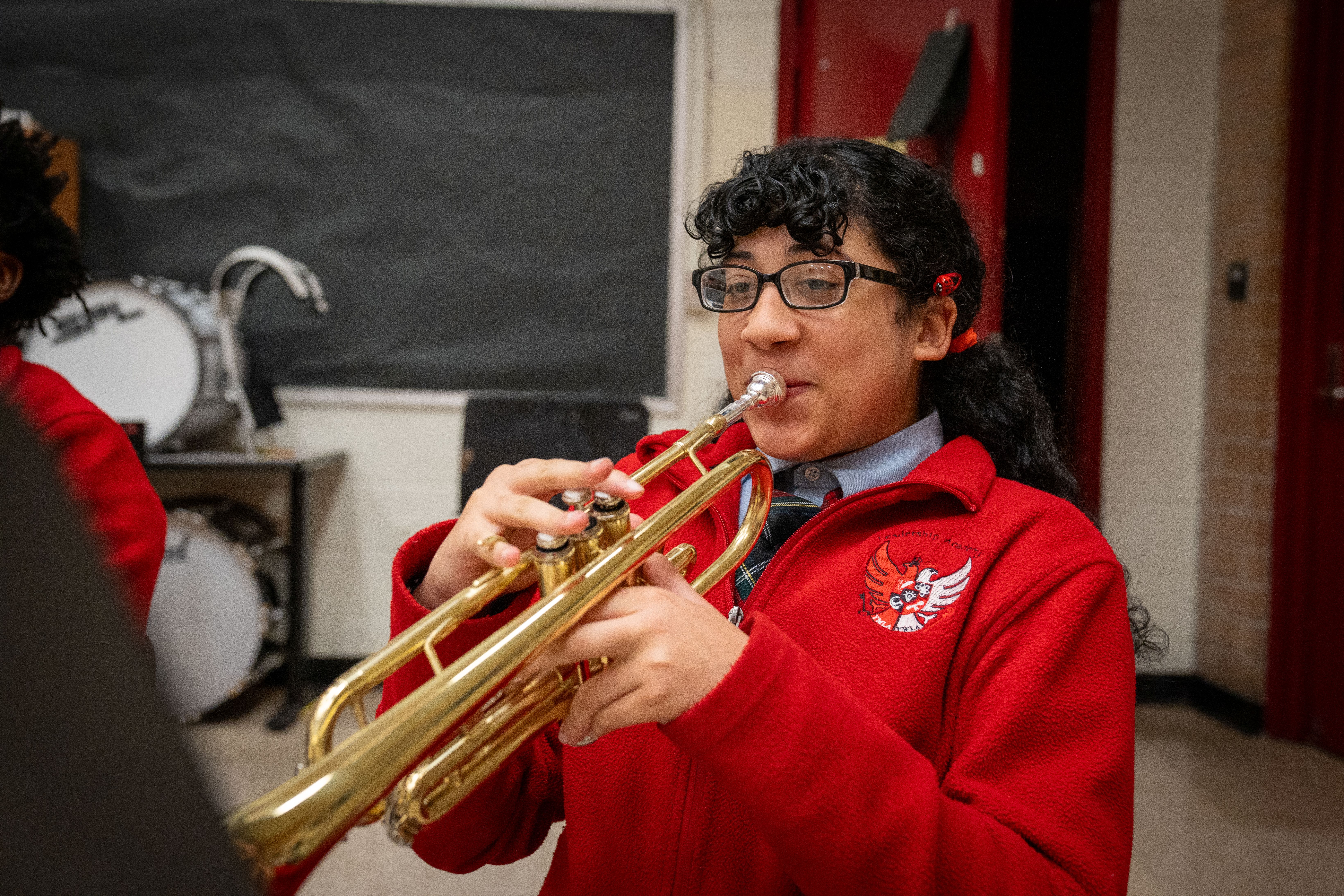 7th grade student plays trumpet