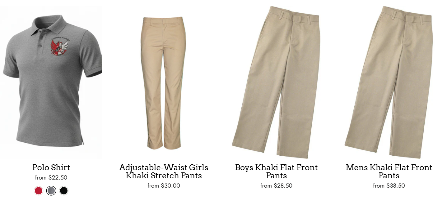 Gray 7th grade polo with khaki pants - new uniform