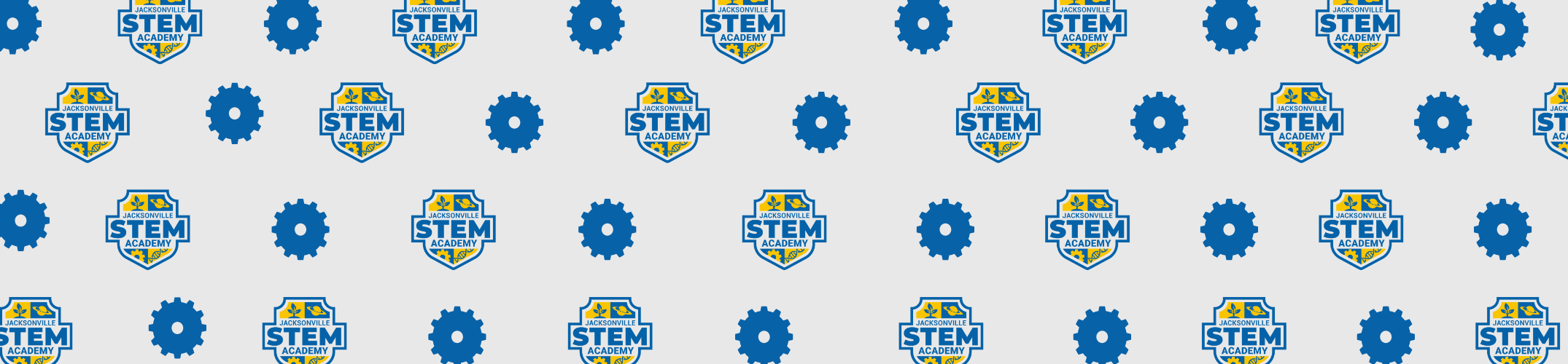 A pattern of blue and yellow hexagons with white and blue outlines. "STEM" text is in the center of each hexagon.