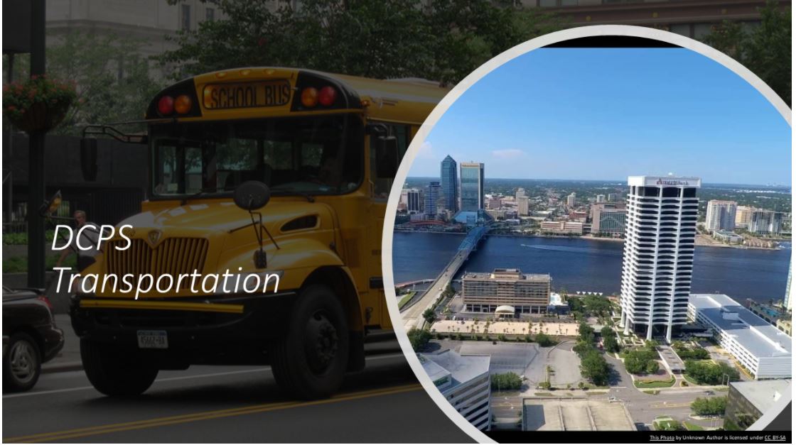 School bus and tall building 