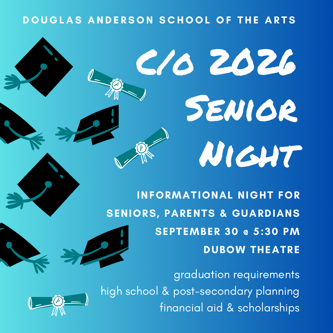 Senior Night Informational Meeting Sept 30 @ 5:30 in the Dubow Theatre