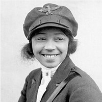 Bessie Coleman in front of a plan