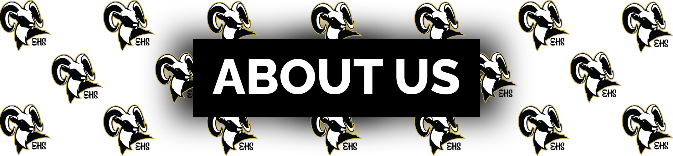 Black and white animal icons repeat in a grid pattern; "ABOUT US" is centered in white on a black box.