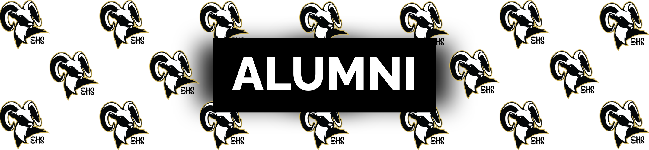 Black and white pattern of a stylized animal, with "ALUMNI" in white text on a black rectangle.