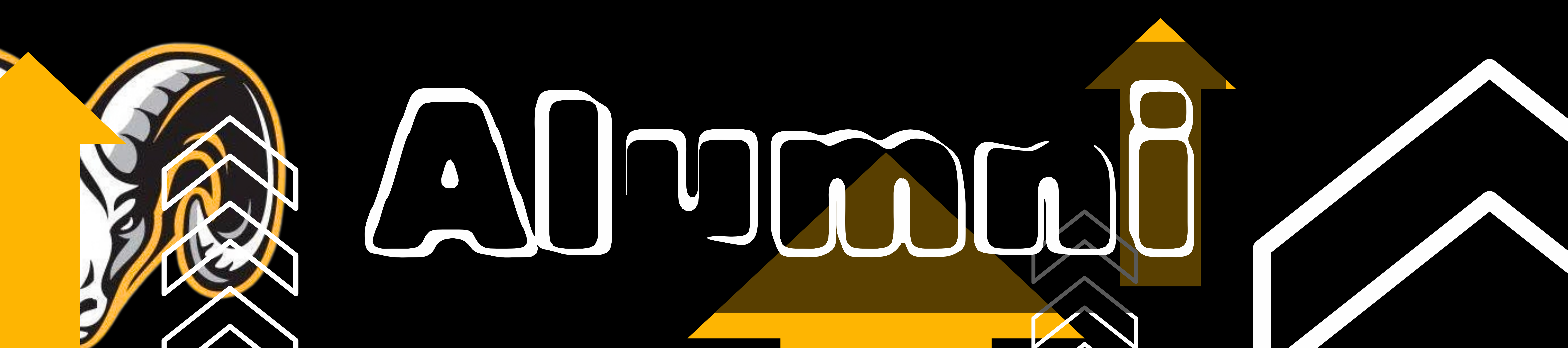 A black banner displays "Alumni" in white font. It features a tire, a house, and an arrow pointing upwards.