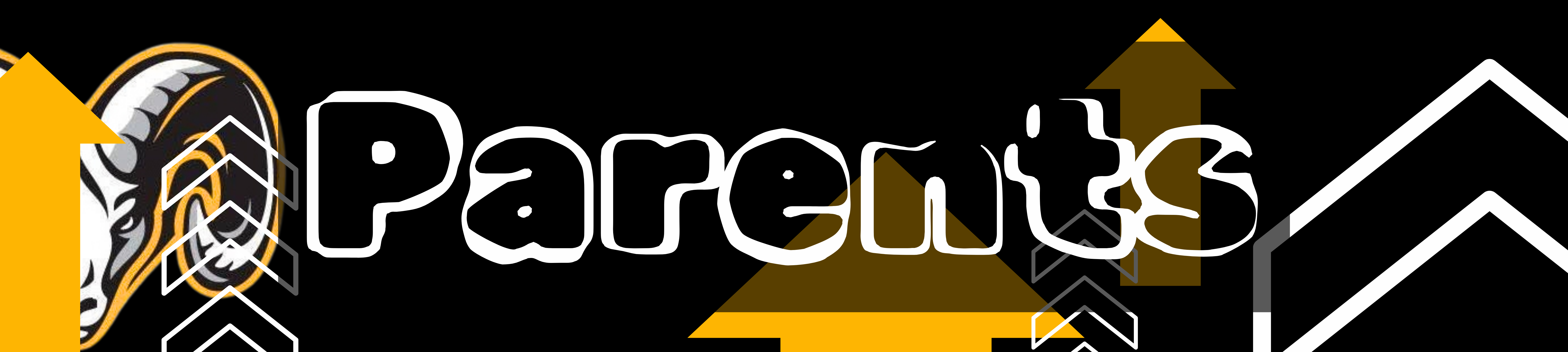 Banner featuring "Parents" in white text, with icons of a shoe, house, and arrows in black, yellow, and white.