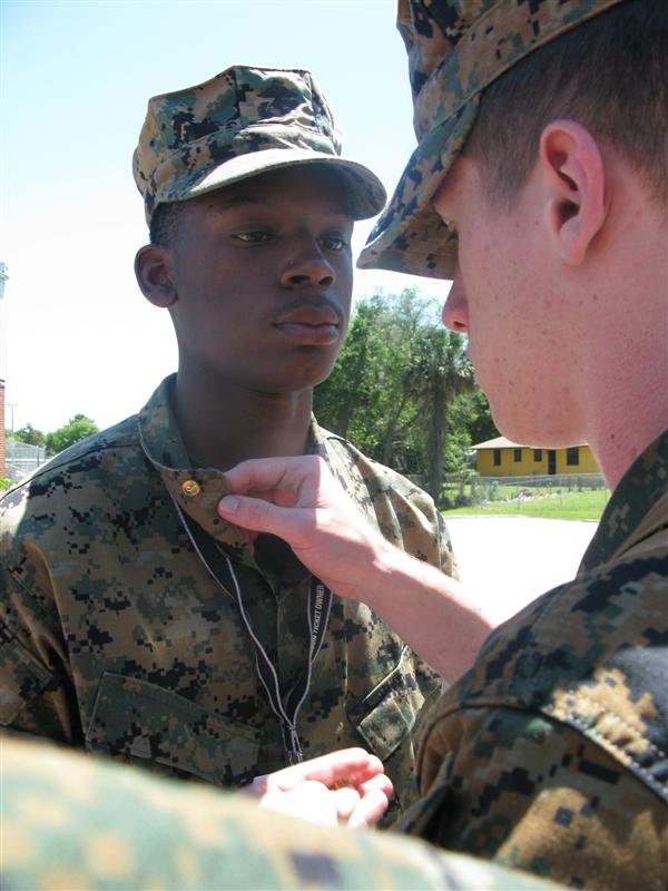 Leader checking cadet