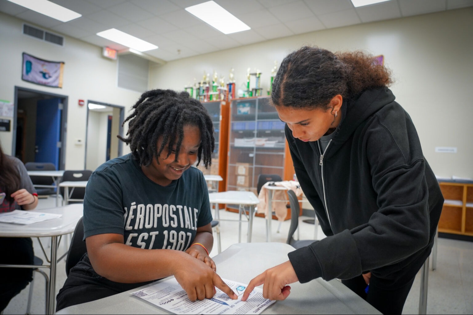 Two students working on an assignment