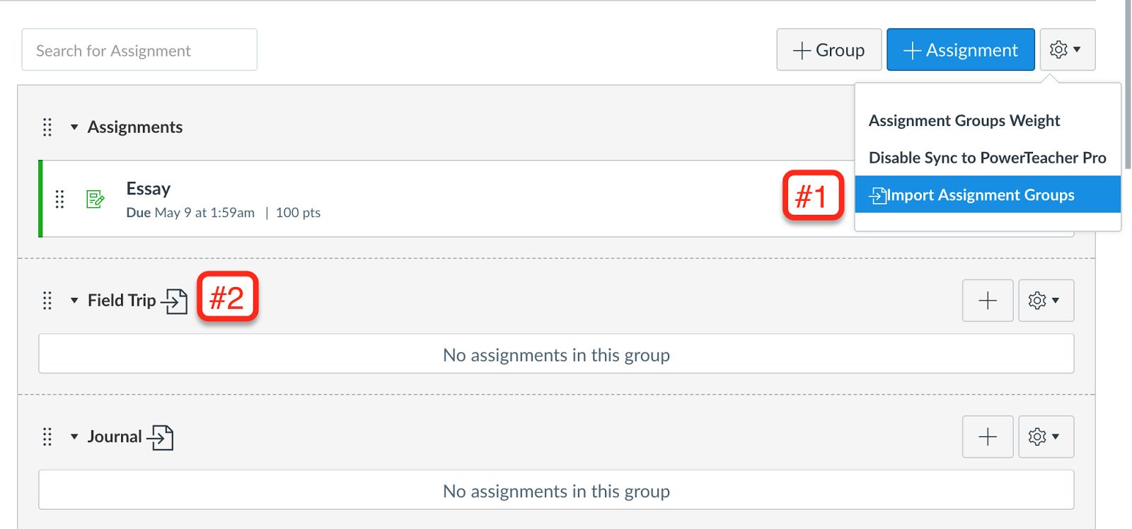 Importing Grading Categories