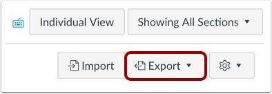 From the Canvas’ gradebook, click on “Export”